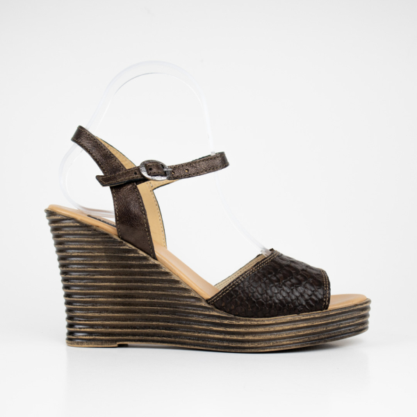Дамски сандали от естествена кожа в кафяво и бежово Обувки Жанет