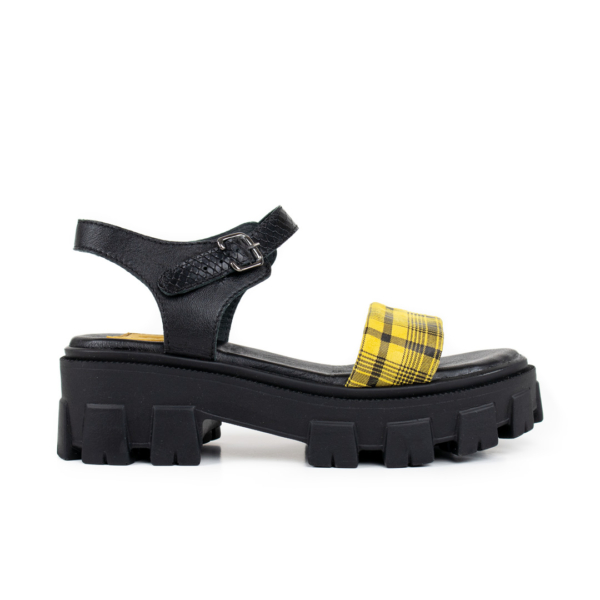 Дамски сандали от естествена кожа в черно и жълто Обувки Жанет
