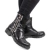 Дамски боти с връзки и цип от естествена кожа в черно Обувки Жанет